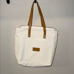 Cozy Earth Canvas Tote with Tan Accents